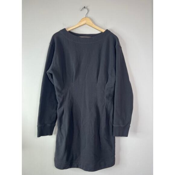 NEW Nation LTD Ronni Pullover Drop Shoulder Sweatshirt Mini Dress Black Sz Large - Picture 2 of 8